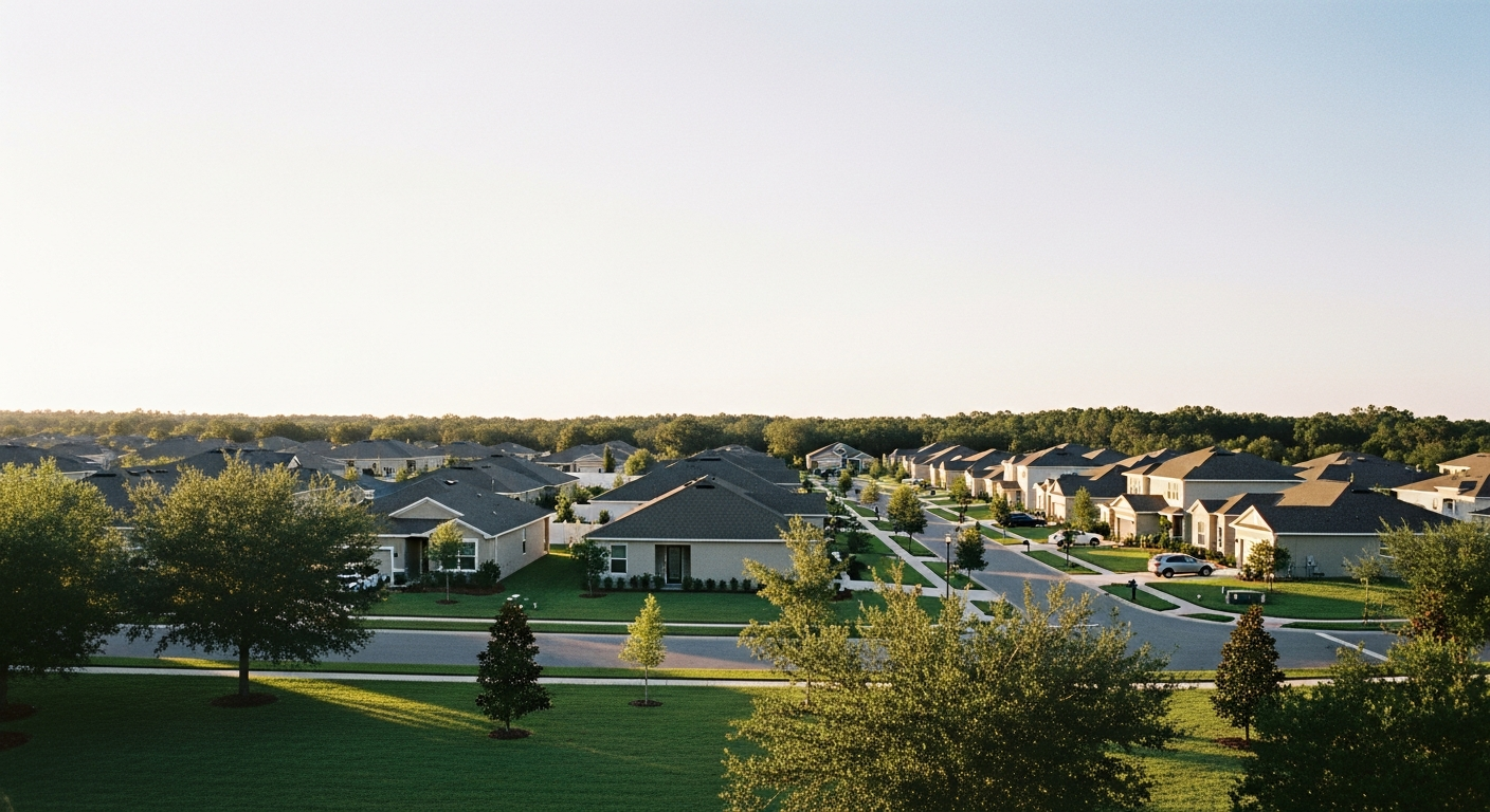 Sunny Florida suburban neighborhood in Davenport